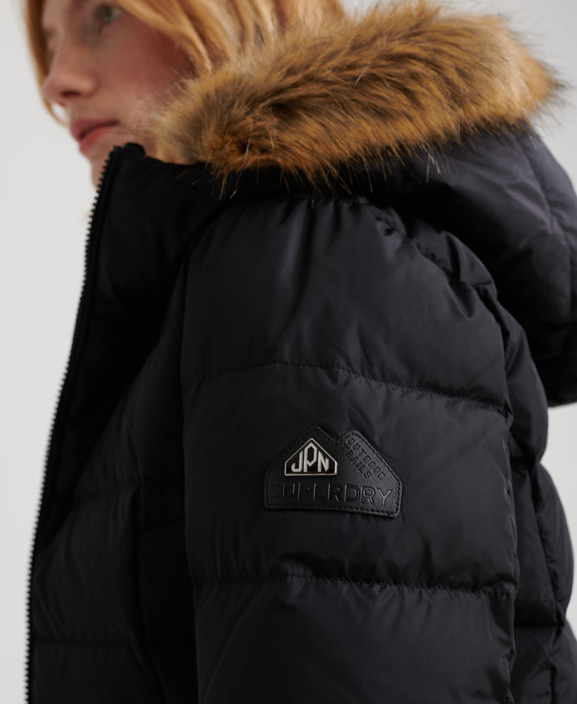 Superdry premium down short faux fur jacket Clearance