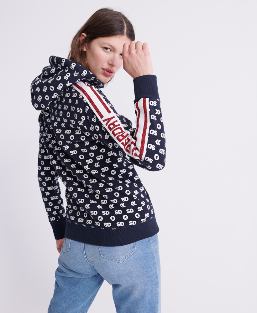 Superdry Womens Modern Coral Label Monogram Hoodie | eBay