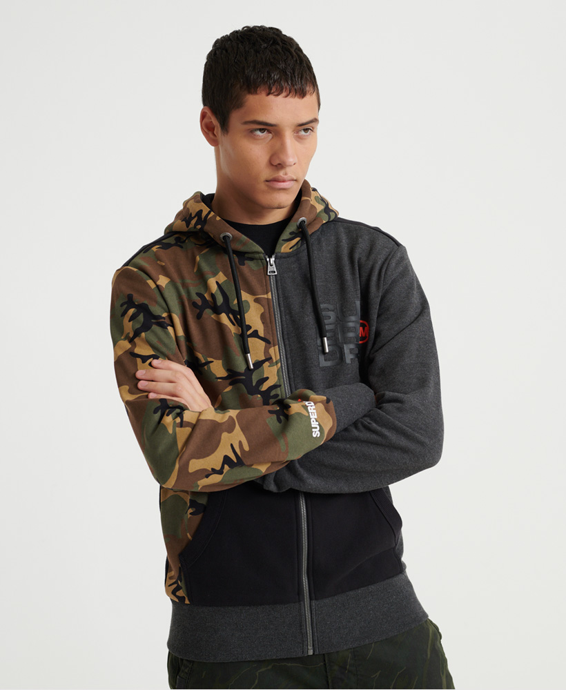 superdry camo zip hoodie