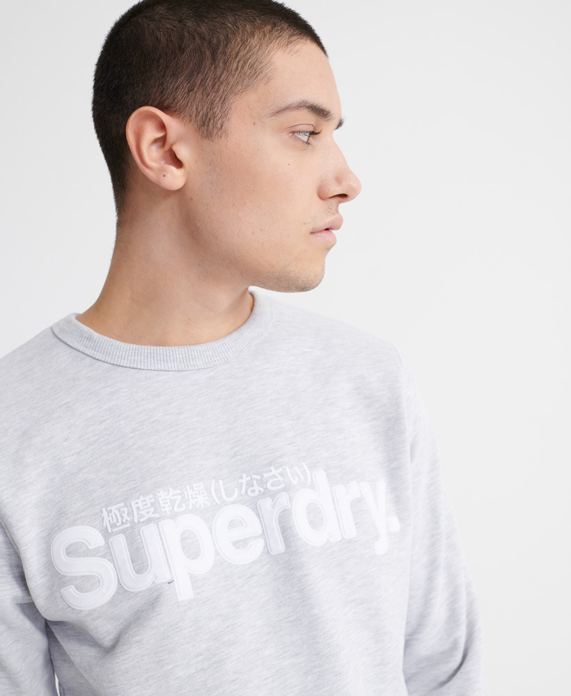 Homme Superdry Logo Core en daim synthétique Sweat-shirt-Collectif Chiné Clair 