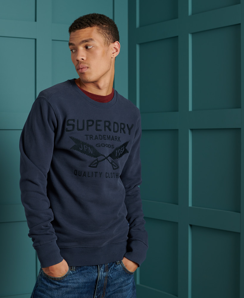 Felpa Girocollo Ricamata In Stile Workwear uomo