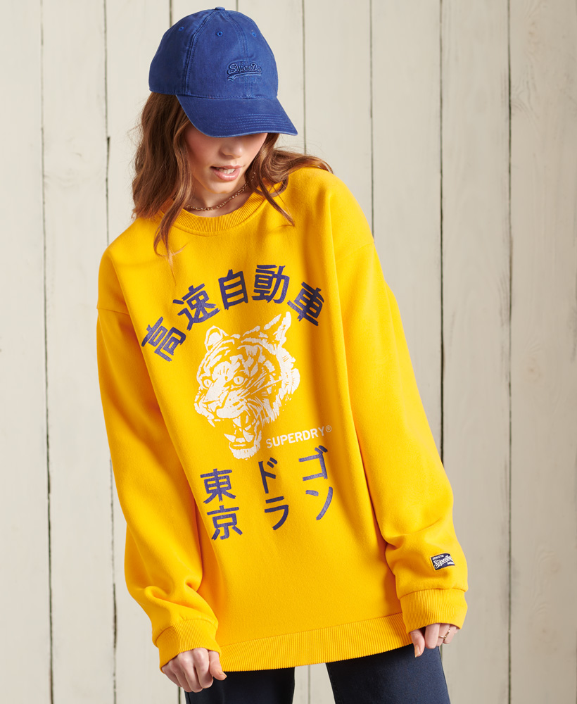 Felpa Girocollo Oversize Kanji Tiger donna