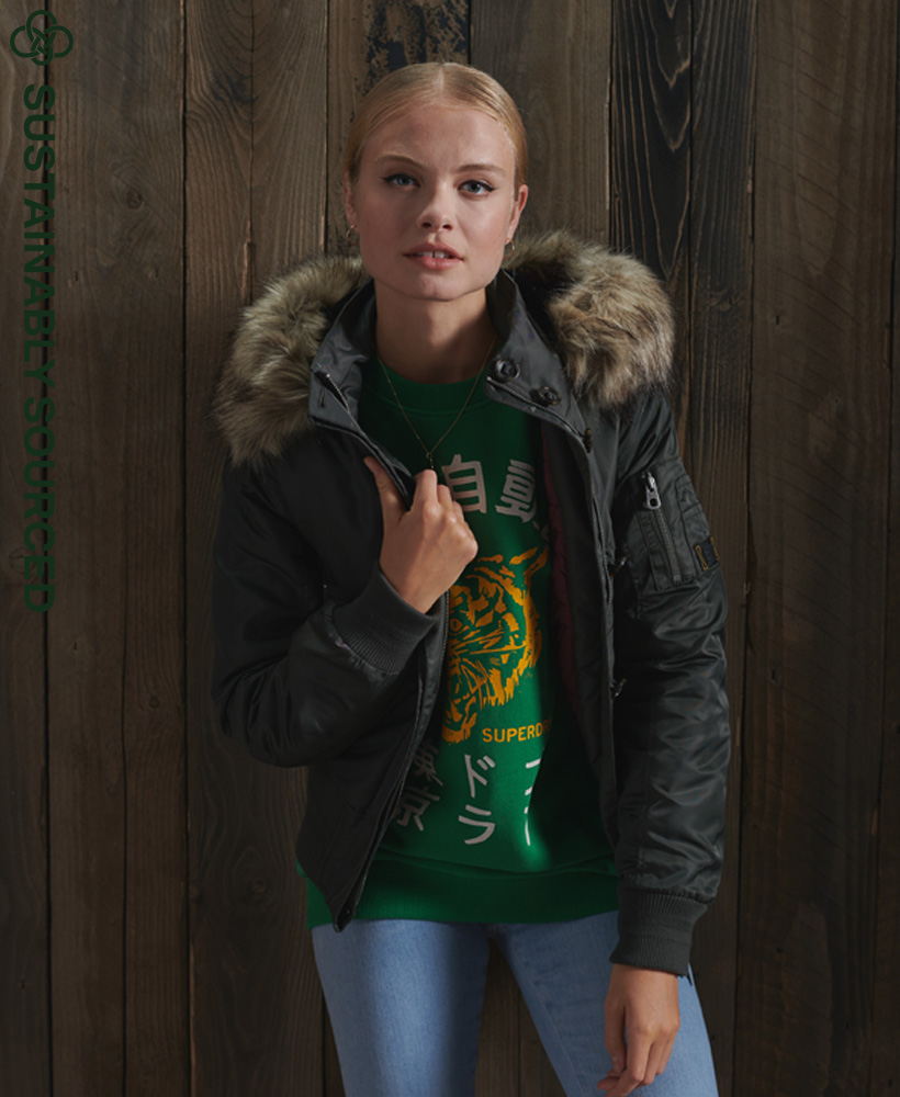 superdry womens coat fur hood