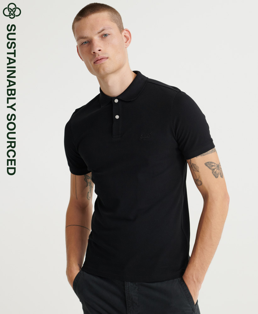 superdry black polo shirt