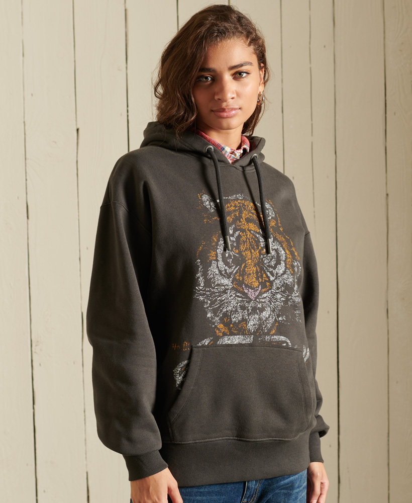 Felpa Oversize Con Grafica Boho donna