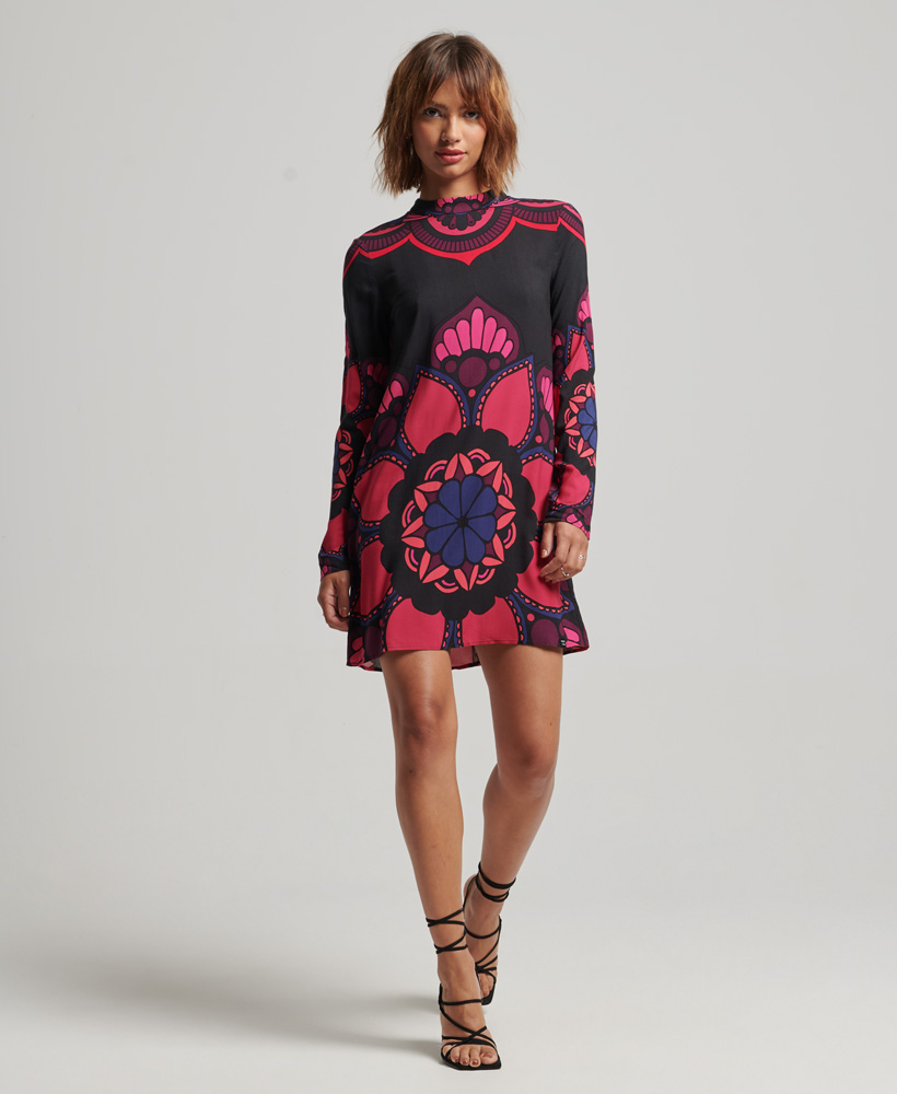 Long sleeve hotsell printed mini dress