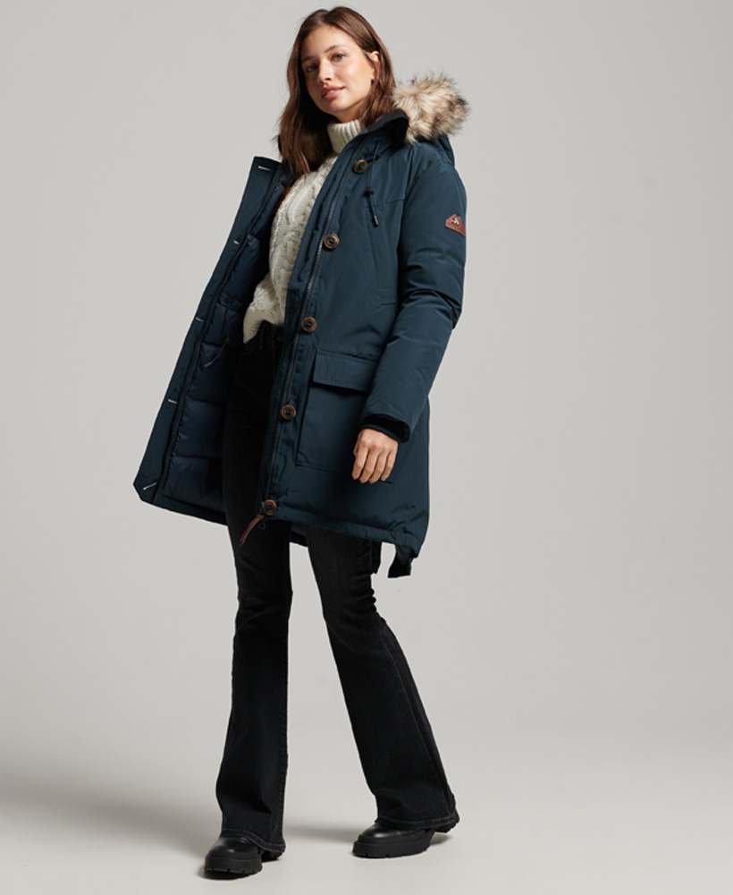 Superdry Womens Hooded Faux Fur Down Parka Coat | eBay