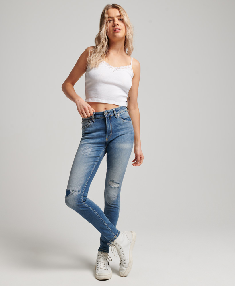 Women's Organic Cotton Vintage Mid Rise Skinny Jeans in Van Dyke Mid Used